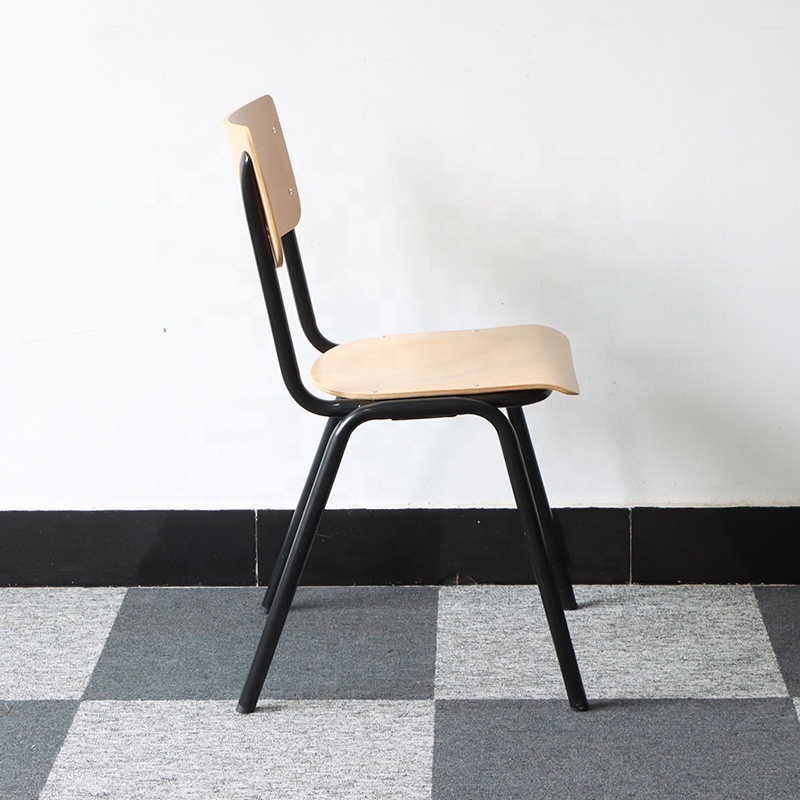 Black Stacking University Chairs with Wide Back Wooden Chair