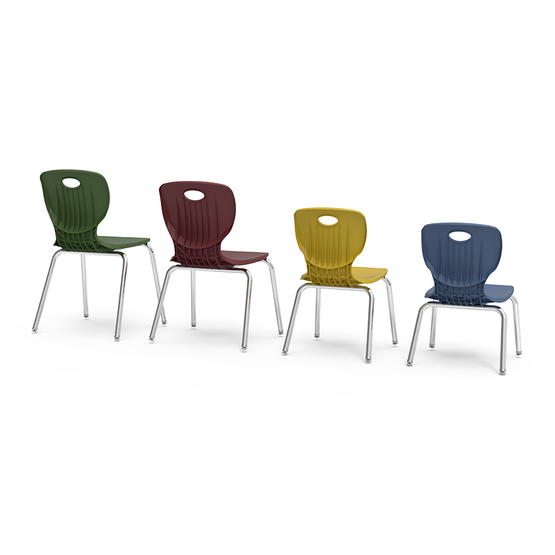 School Furniture Chrom Frame Four- Leg One Piece Injection Mold Polypropylene Plastic School Chair And Desk