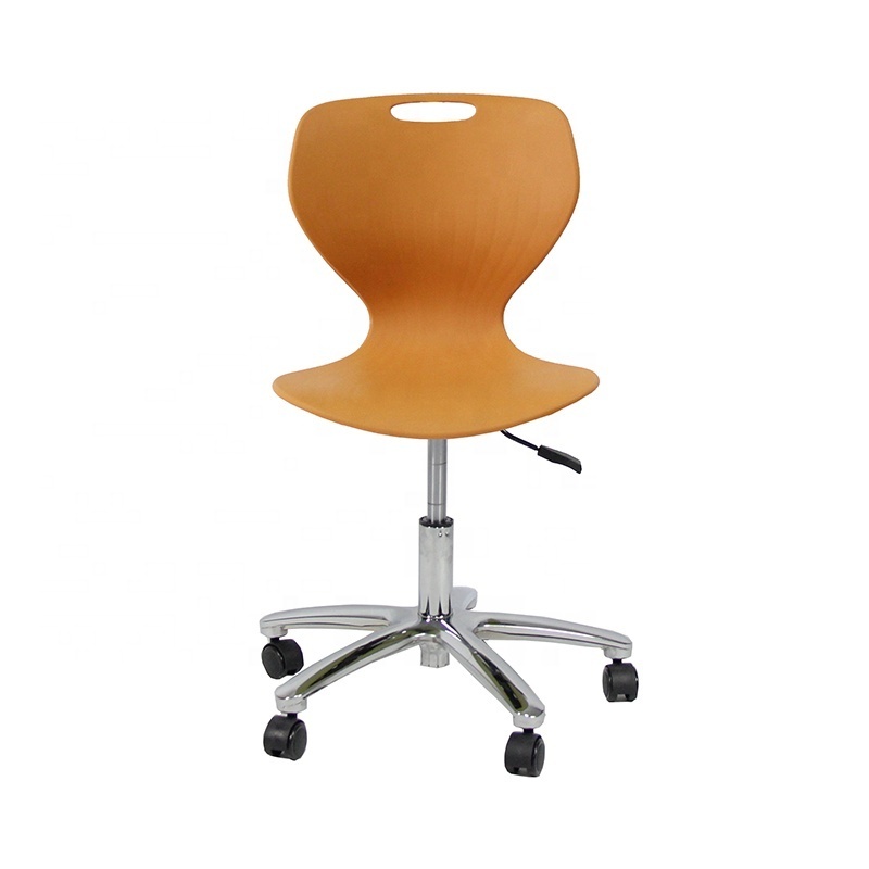 high quality one piece injection mold PP seat office school lab swivel height adjustable chair