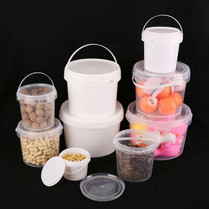 MU Custom White Clear Plastic Round Buckets With Lids And Handle Food Grade Packing Bucket