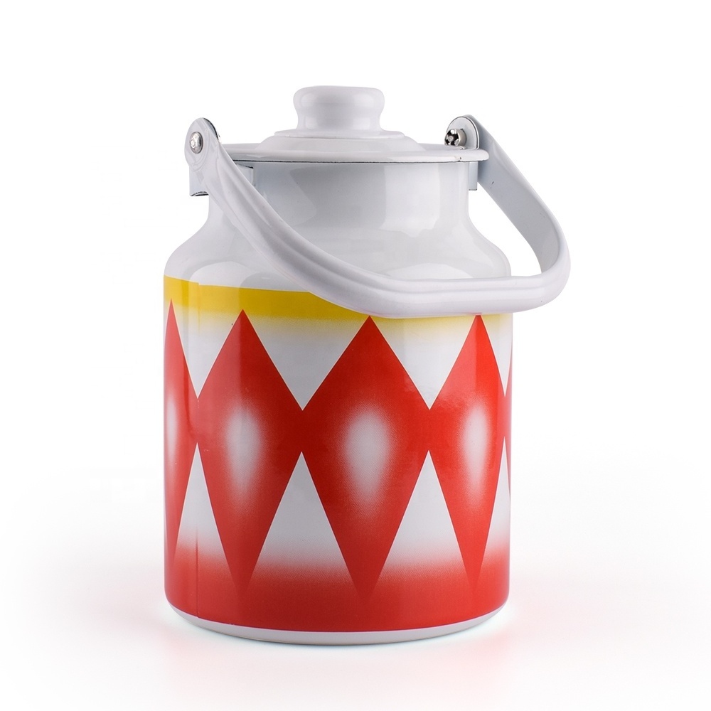 Outdoor Classic Enamel on Steel Kettle Metal Home Water Coffee Tea and Milk Storage for Camping