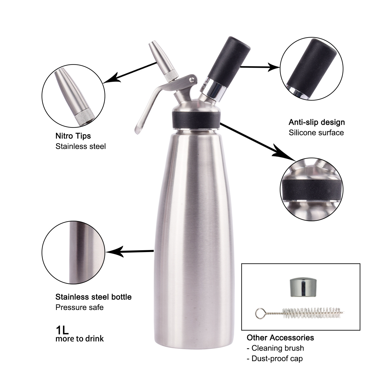 New Arrival 1 Quart Stainless Steel Nitro Cold Brew Coffee Maker