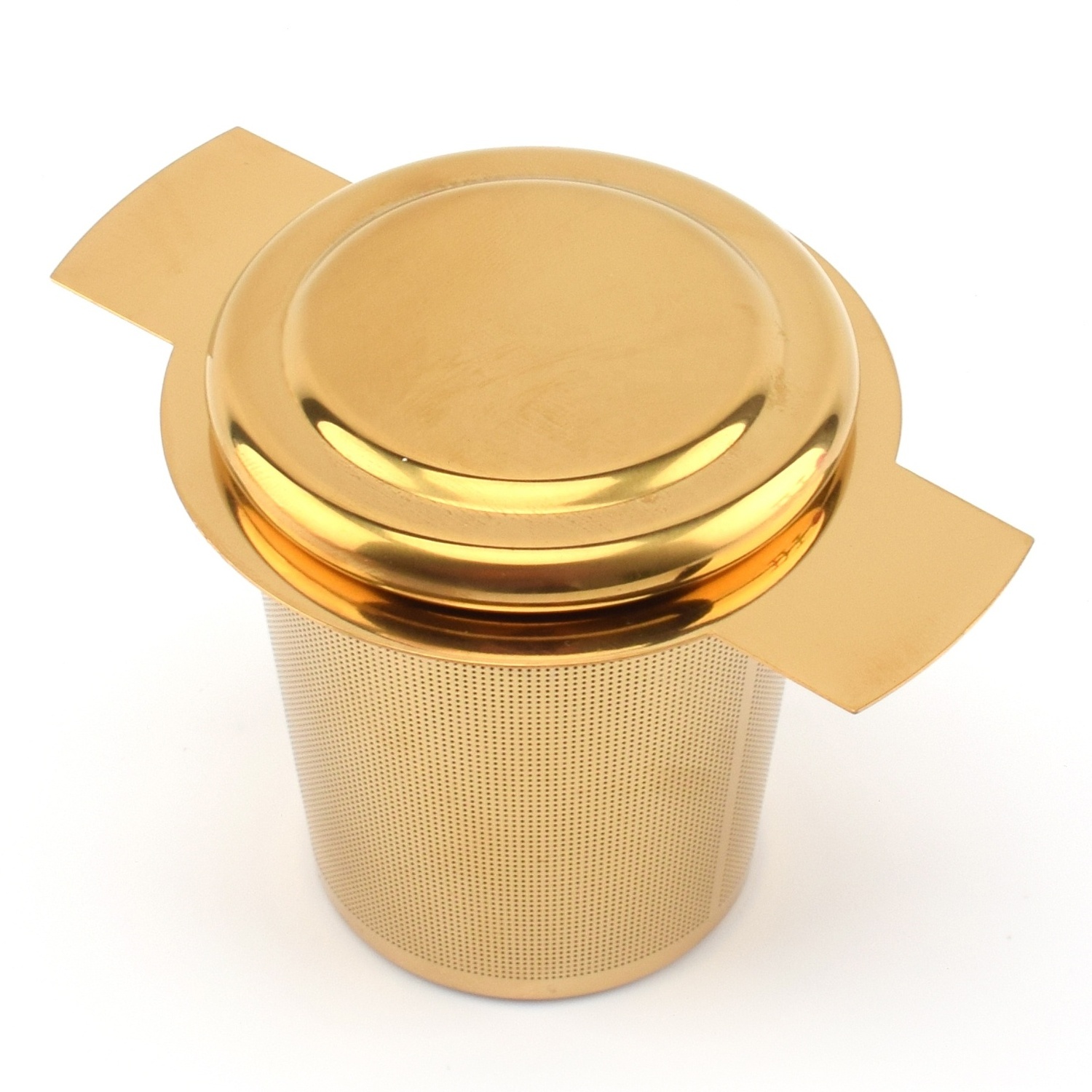 Luxury Tea Strainer Gold 304 Stainless Steel Tea Infuser Mesh Basket With Lid