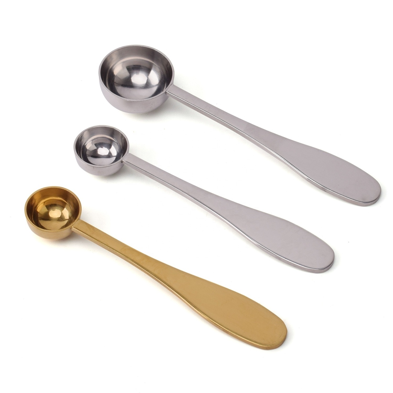 Multi Size Gold Colored  5ML Loose Leaf Tea Spoon Silver Stainless Steel Scoop