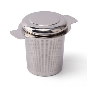 18/8 Stainless Steel Double Handle Loose Leaf Tea Diffuser Basket Portable Tea Infuser with Lid