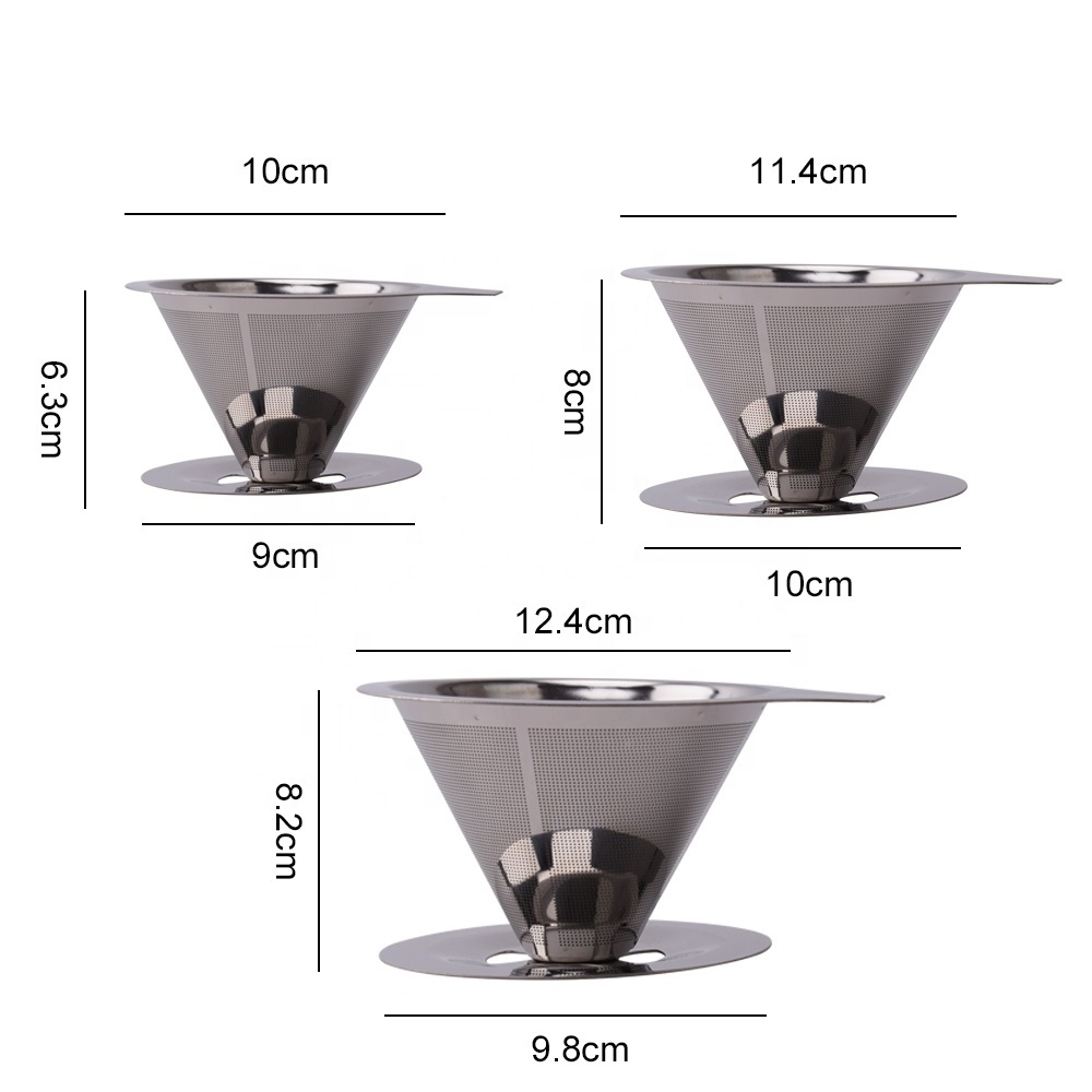 Double Mesh Line Stainless Steel Pour-over Coffee Dripper Slow Drip Brew Coffee Filter