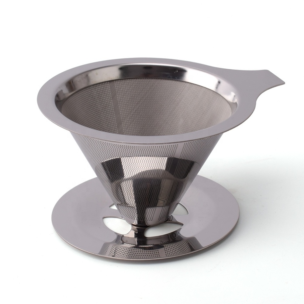 Double Mesh Line Stainless Steel Pour-over Coffee Dripper Slow Drip Brew Coffee Filter