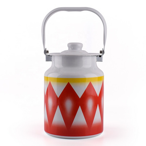 Outdoor Classic Enamel on Steel Kettle Metal Home Water Coffee Tea and Milk Storage for Camping