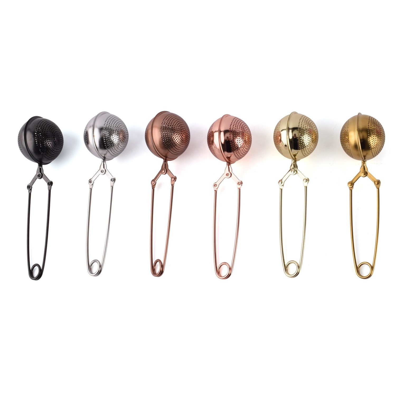 Multi Colors Clamp and Hinge Style Tea Ball Stainless Steel Tea Strainer Infusers for Loose Tea