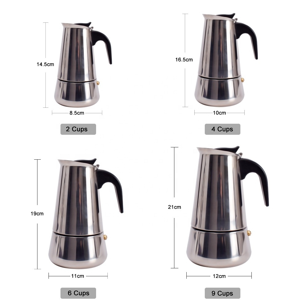 Italian Style Stainless Steel Moka Pot Induction Stovetop Espresso Maker