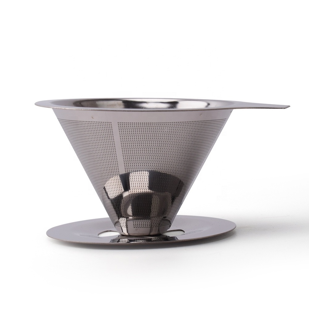 Double Mesh Line Stainless Steel Pour-over Coffee Dripper Slow Drip Brew Coffee Filter