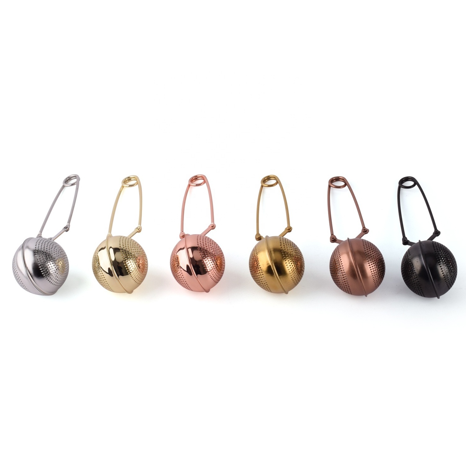 Multi Colors Clamp and Hinge Style Tea Ball Stainless Steel Tea Strainer Infusers for Loose Tea