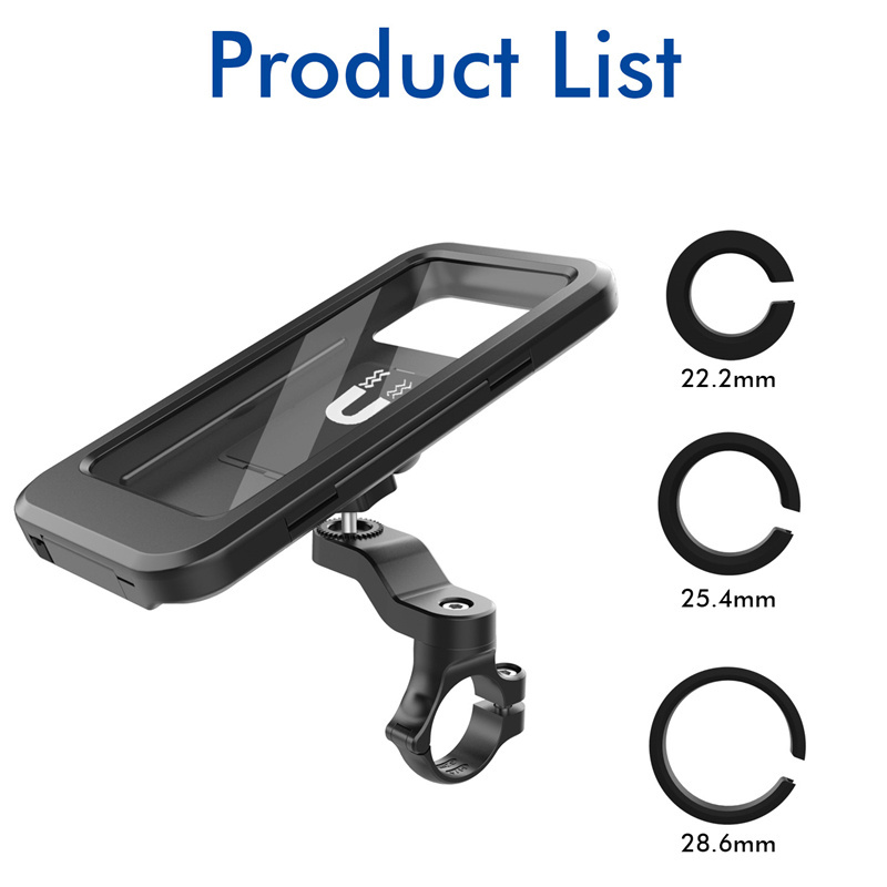 Phone Holder for Bike Waterproof Motorcycle Handlebar Mount Mountain Bicycle Cellphone Clamp