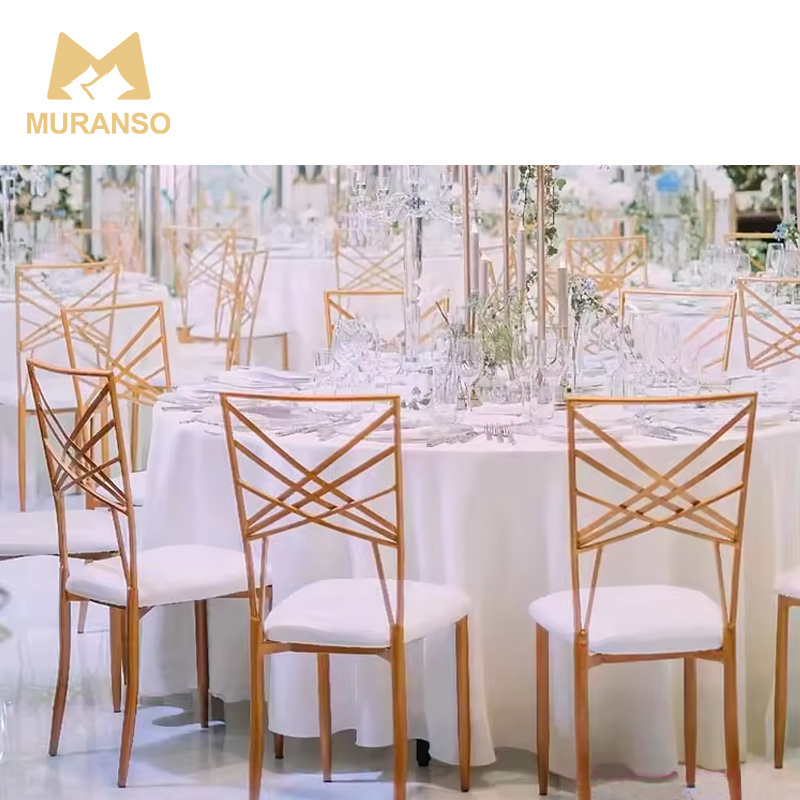 Wholesale Gold Party Throne Chiavari Chairs Stackable Stainless Steel Hotel Wedding Event Chairs