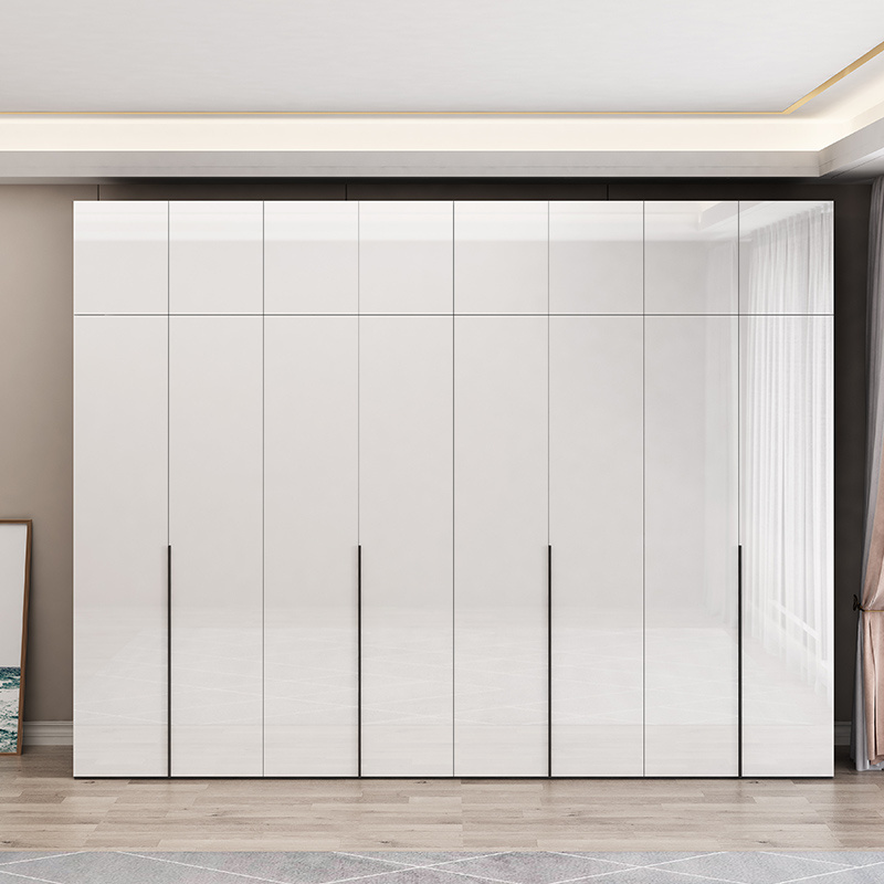 Modern simple home bedroom storage wardrobe light luxury combination 4 6 8 door swing door large wardrobe