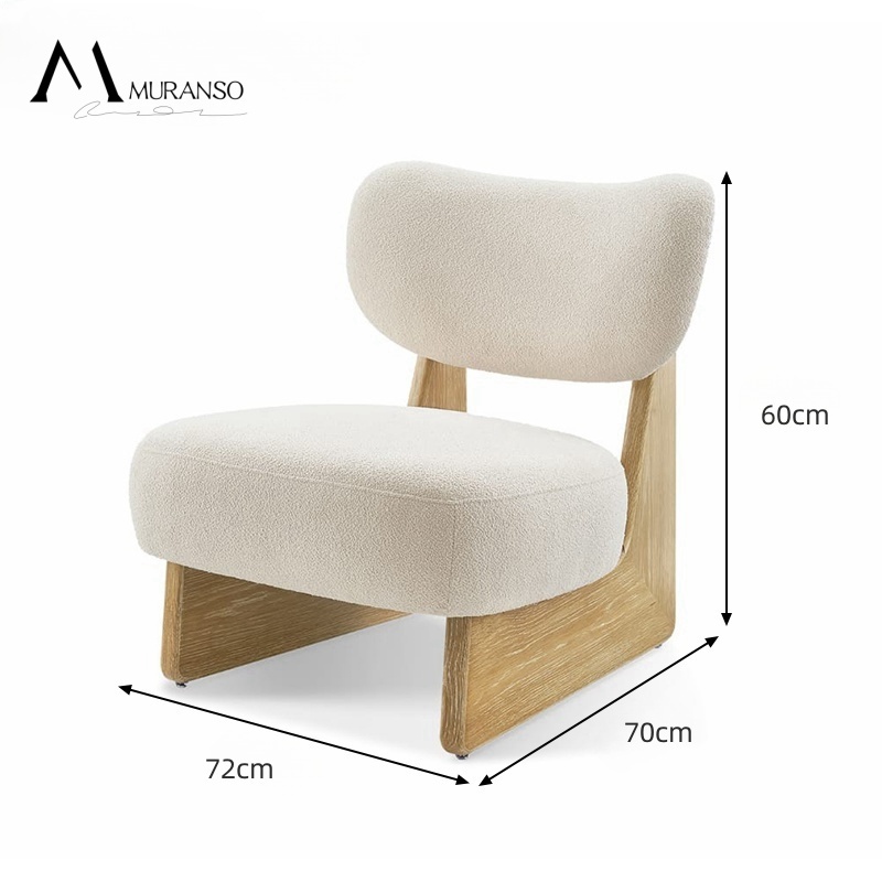 Nordic wabi-sabi style leisure chair japandi living room furniture household solid wood teddy fabric soft leisure chair