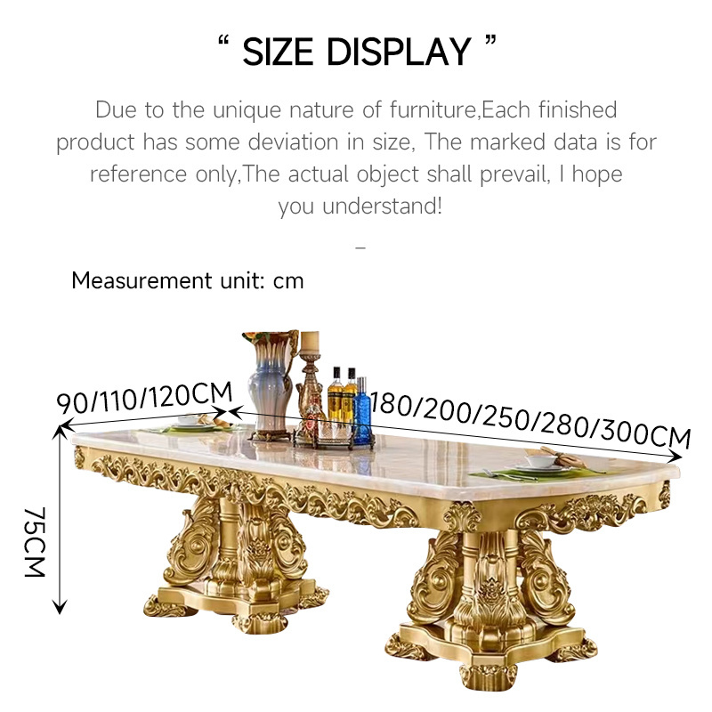 Classic Luxury 8 seater dining room furniture golden european design wooden living room dining table