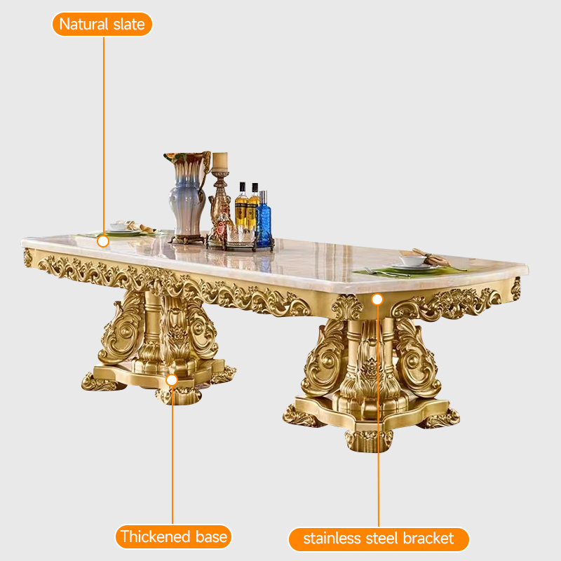 Classic Luxury 8 seater dining room furniture golden european design wooden living room dining table