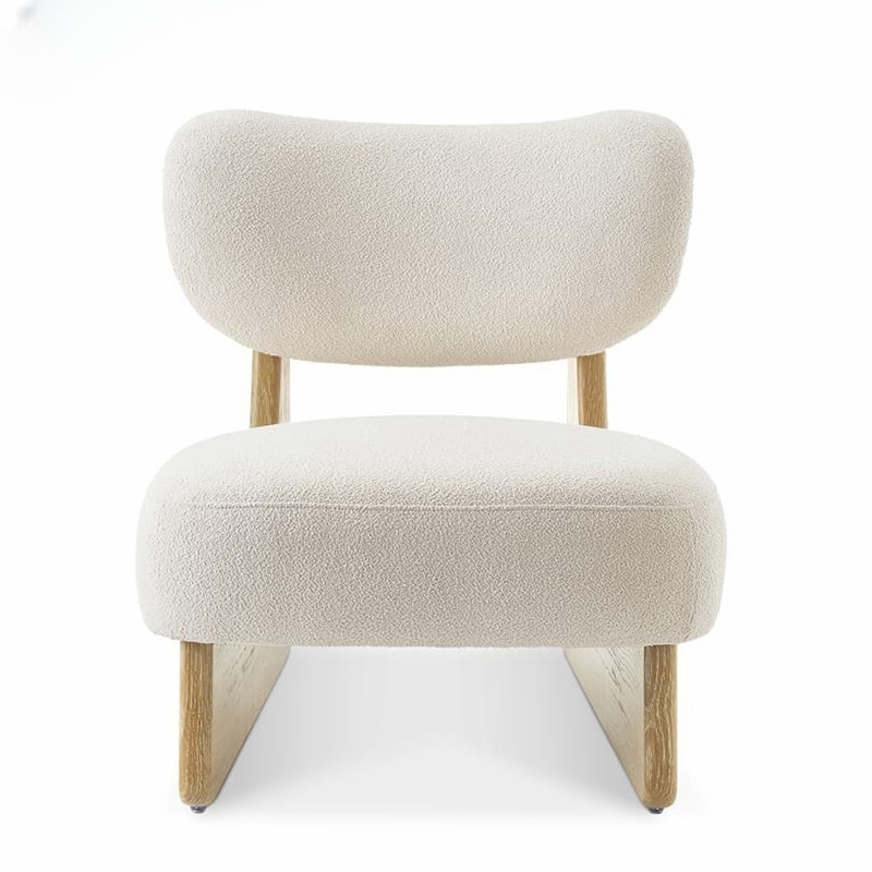 Nordic wabi-sabi style leisure chair japandi living room furniture household solid wood teddy fabric soft leisure chair