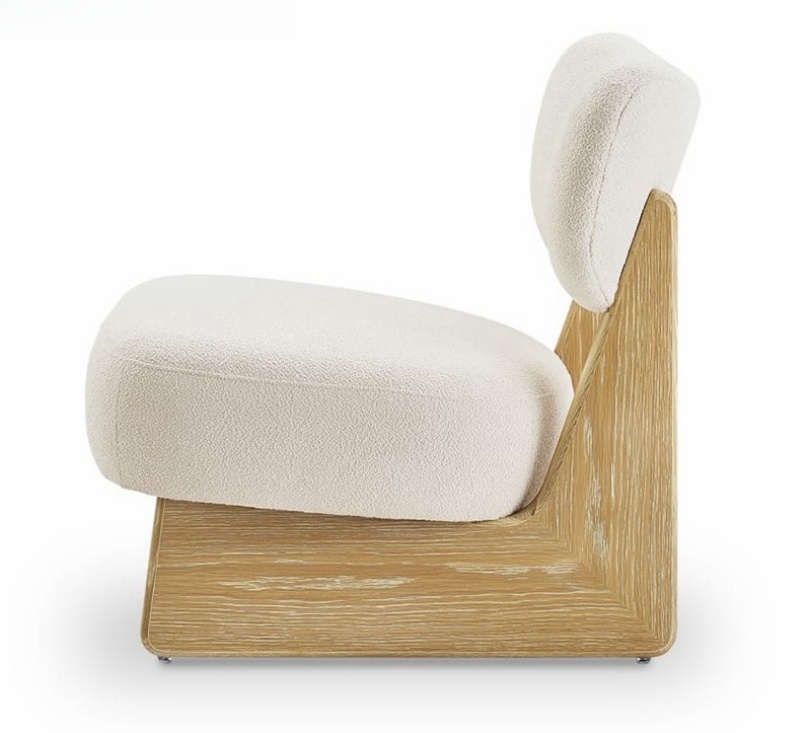 Nordic wabi-sabi style leisure chair japandi living room furniture household solid wood teddy fabric soft leisure chair