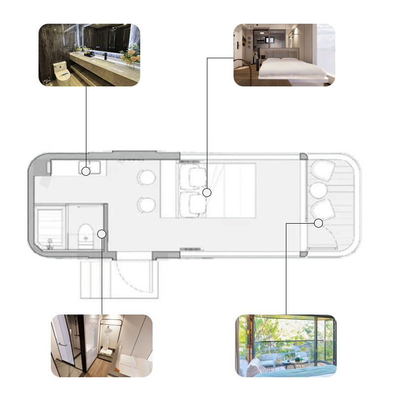 Prefabricated portable mobile capsule hotel with bathroom prefab villa residential modern camping pod