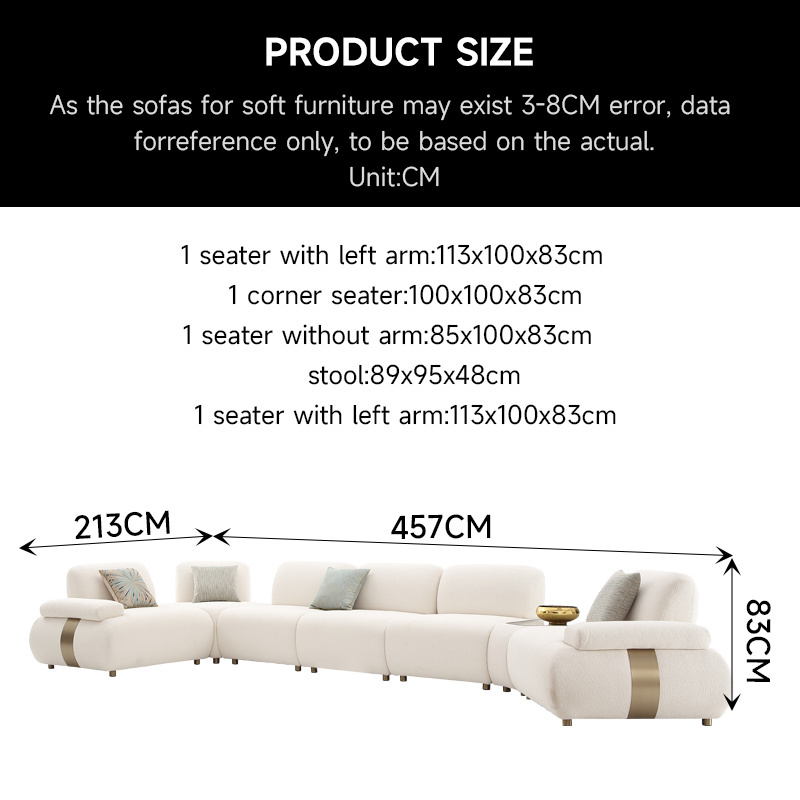 Modern Elegant Designer Fabric Long Sectional Lounge Couch Modular Seating Modern Living Room Sofa Furniture