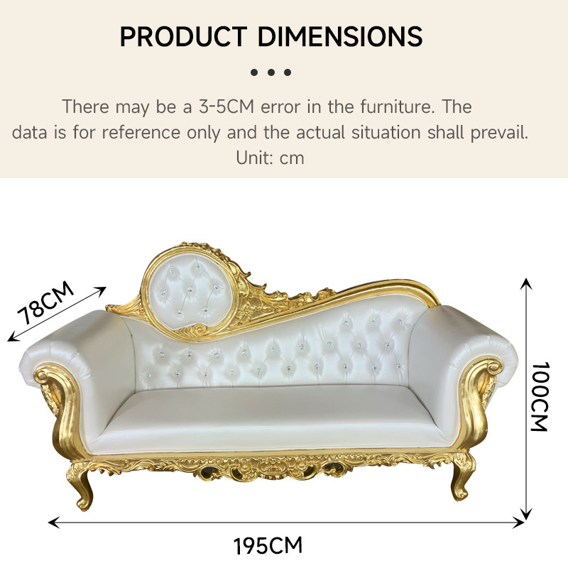 Custom Luxury Party Furniture White Gold Wedding Royal King Throne Chair Queen Sofa