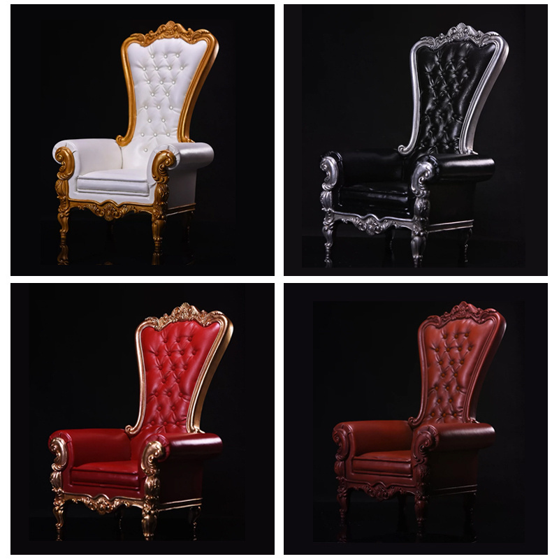 King high back wooden queen gold throne chairs royal luxury wedding chair for groom and bride