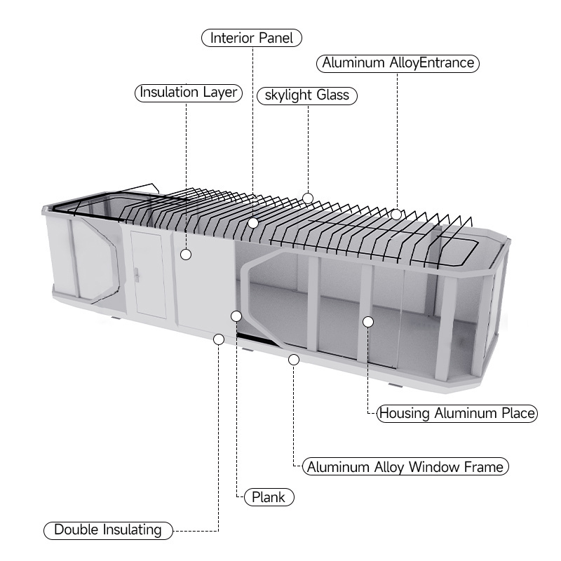 Prefabricated portable mobile capsule hotel with bathroom prefab villa residential modern camping pod