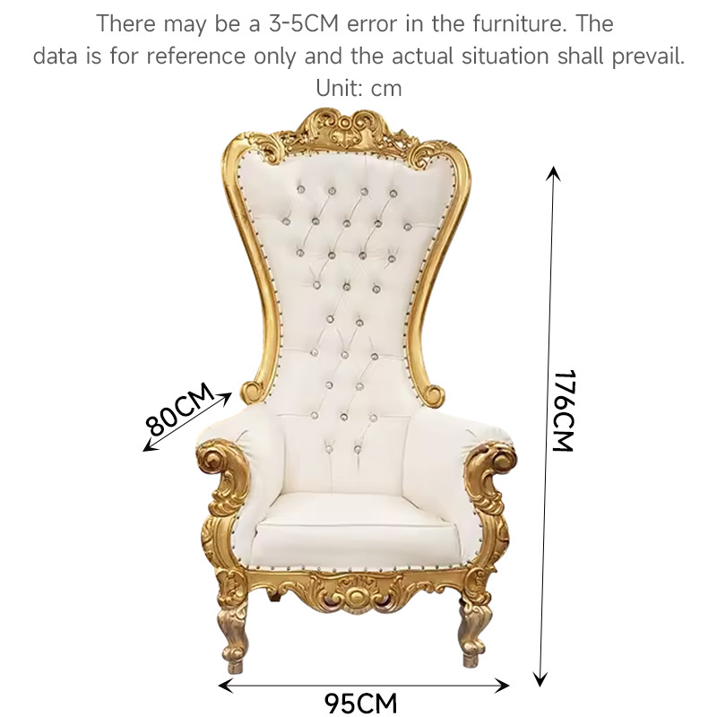 King high back wooden queen gold throne chairs royal luxury wedding chair for groom and bride