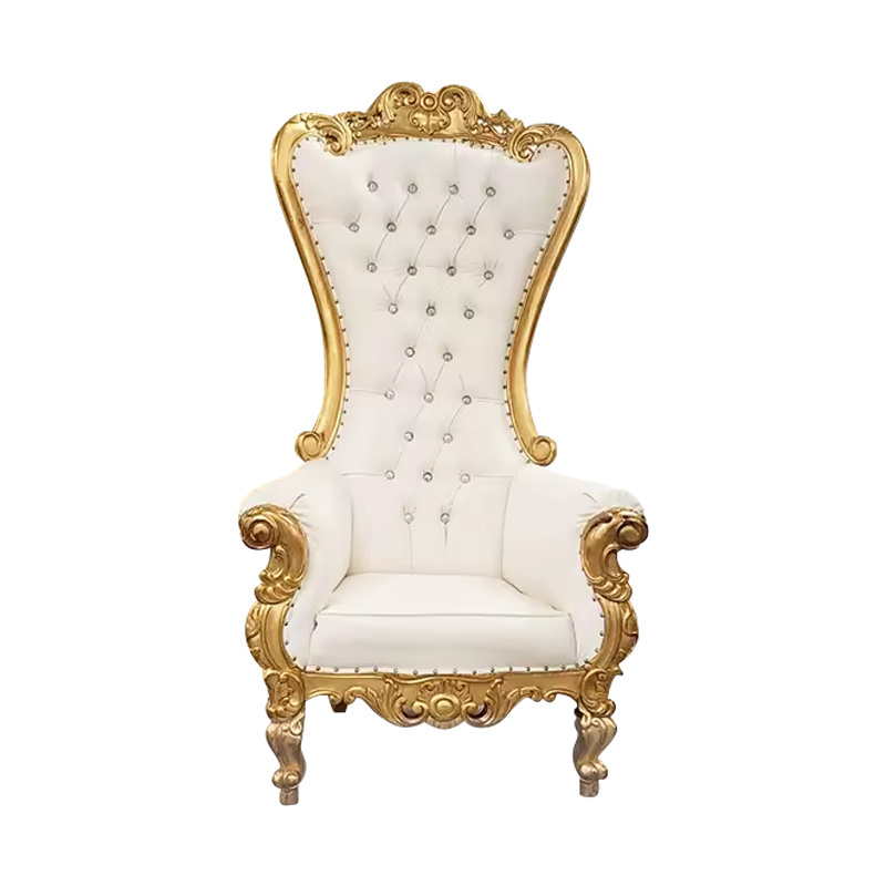 King high back wooden queen gold throne chairs royal luxury wedding chair for groom and bride