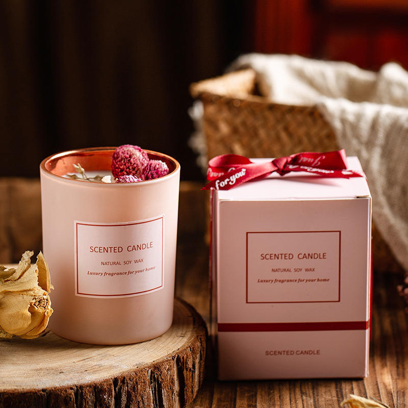 Muran Custom Luxury Candle personalized private label Pink Electroplating Matte Glass Jar Soy Wax Scented Candles