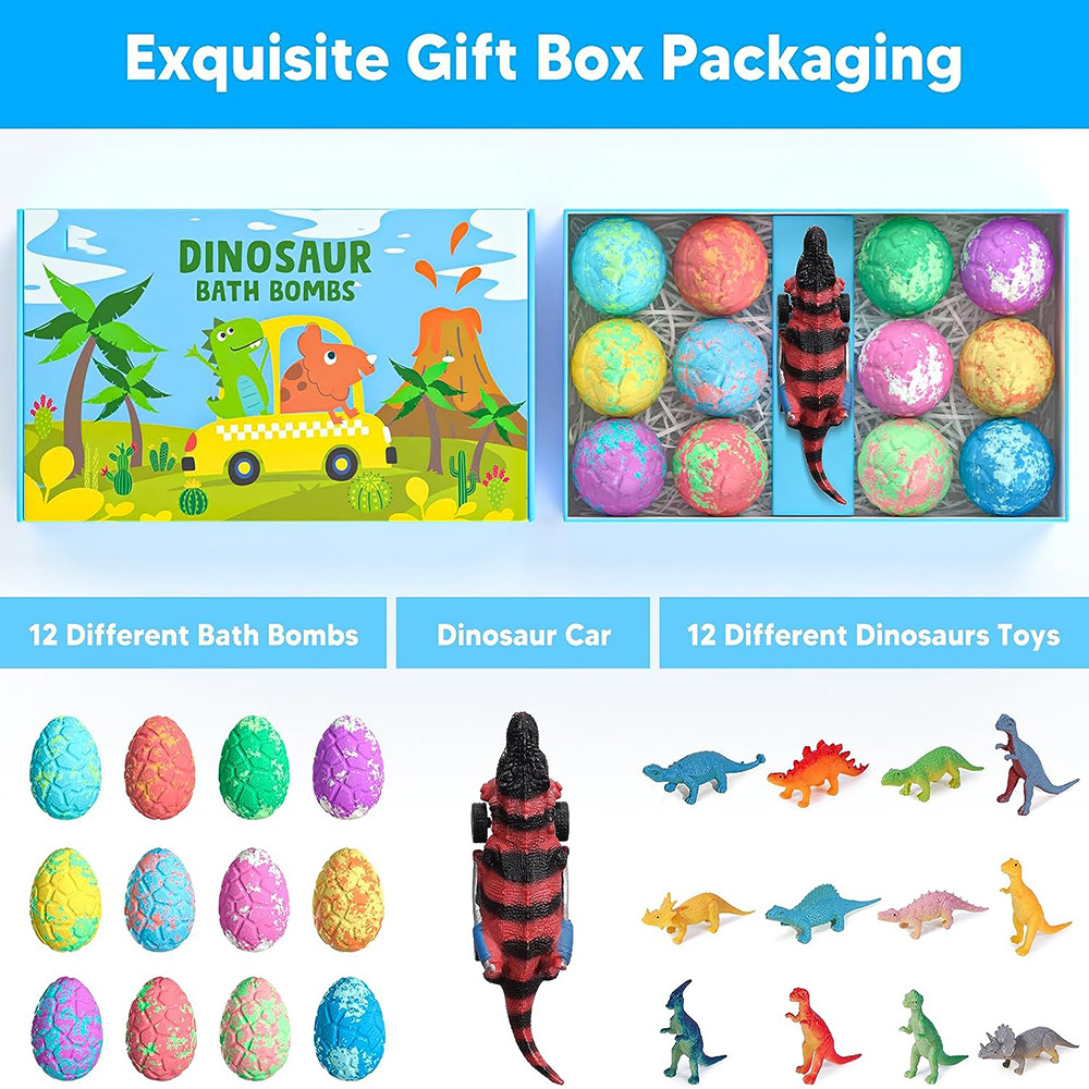 Muran Best Quality Dinosaur Bath Bombs Organic Skin Care Spa Bath Bombs With Toys Inside Bath Bombs for Kids Toys