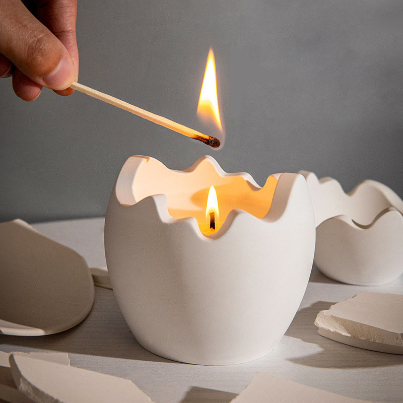 Momoer Eggshell Shaped Candle Niche Ornaments Fireless Diffuser Stone Fragrance Cup Aromatherapy Candle