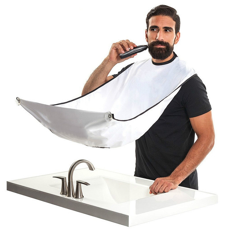 Beard Apron Beard Catcher for Men Shaving & Hair Clippings Non-Stick Beard Cape Grooming Cloth Waterproof with 2 Hooks