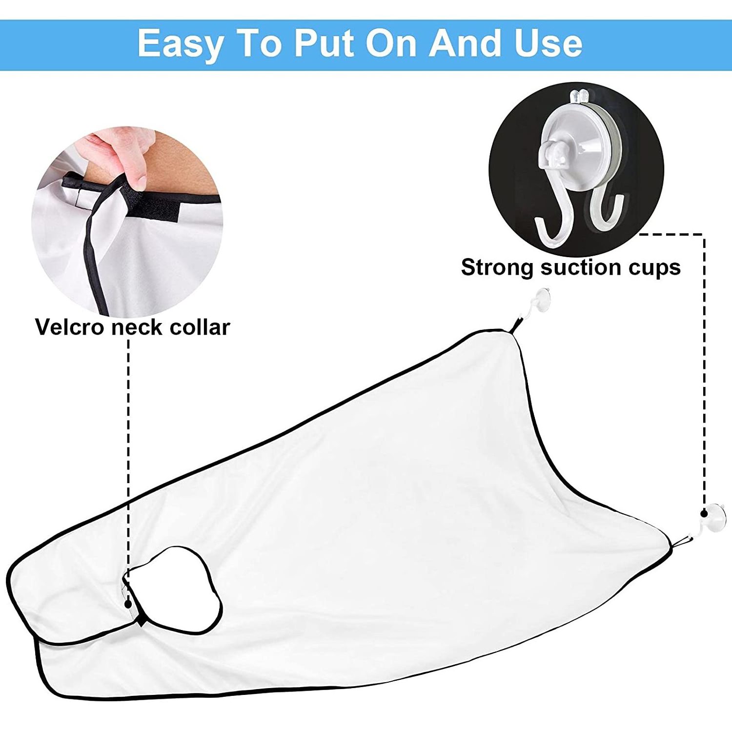 Beard Apron Beard Catcher for Men Shaving & Hair Clippings Non-Stick Beard Cape Grooming Cloth Waterproof with 2 Hooks