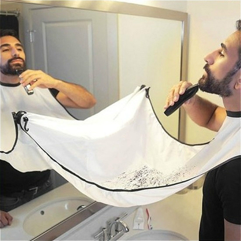 Beard Apron Beard Catcher for Men Shaving & Hair Clippings Non-Stick Beard Cape Grooming Cloth Waterproof with 2 Hooks