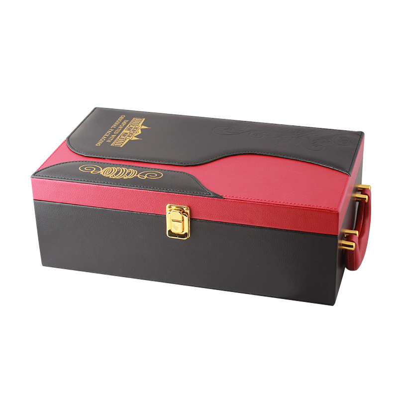 Top fashion cheap packaging bottle of wine box vintage custom leather wine gift box