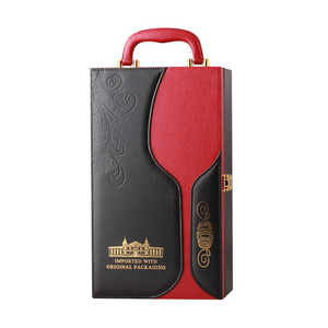 Top fashion cheap packaging bottle of wine box vintage custom leather wine gift box