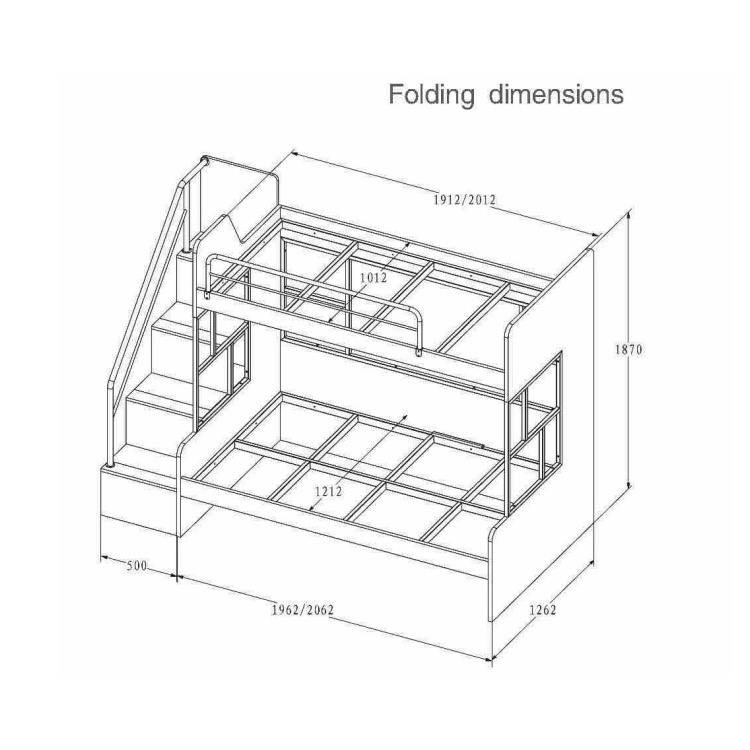 Children bedroom furniture twin over full double-desk bunk beds cheap white queen size hidden wall storage double bed