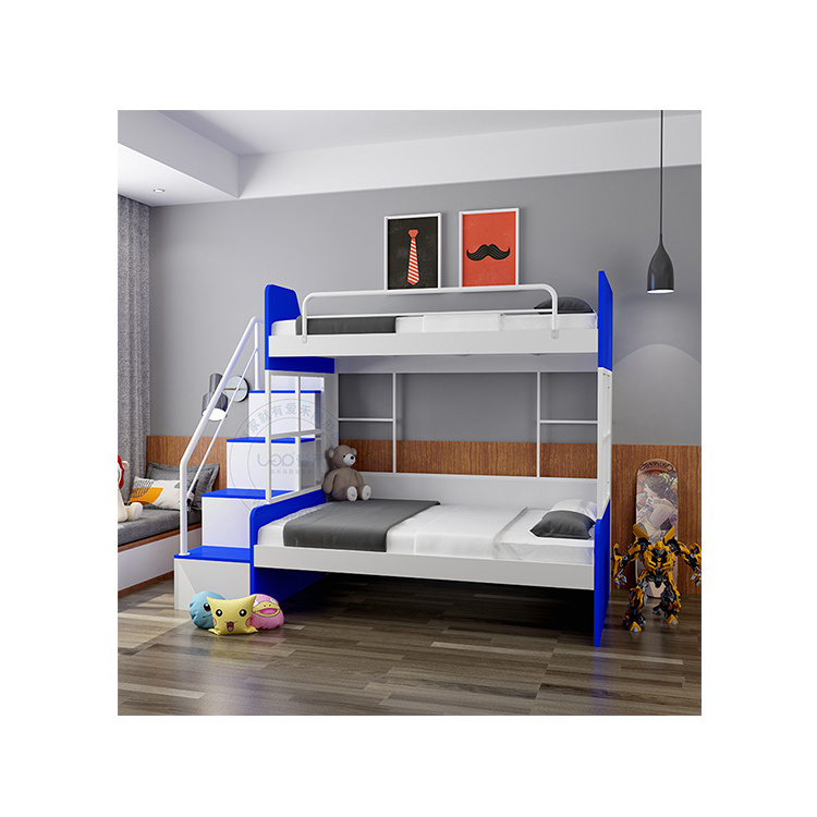 Children bedroom furniture twin over full double-desk bunk beds cheap white queen size hidden wall storage double bed