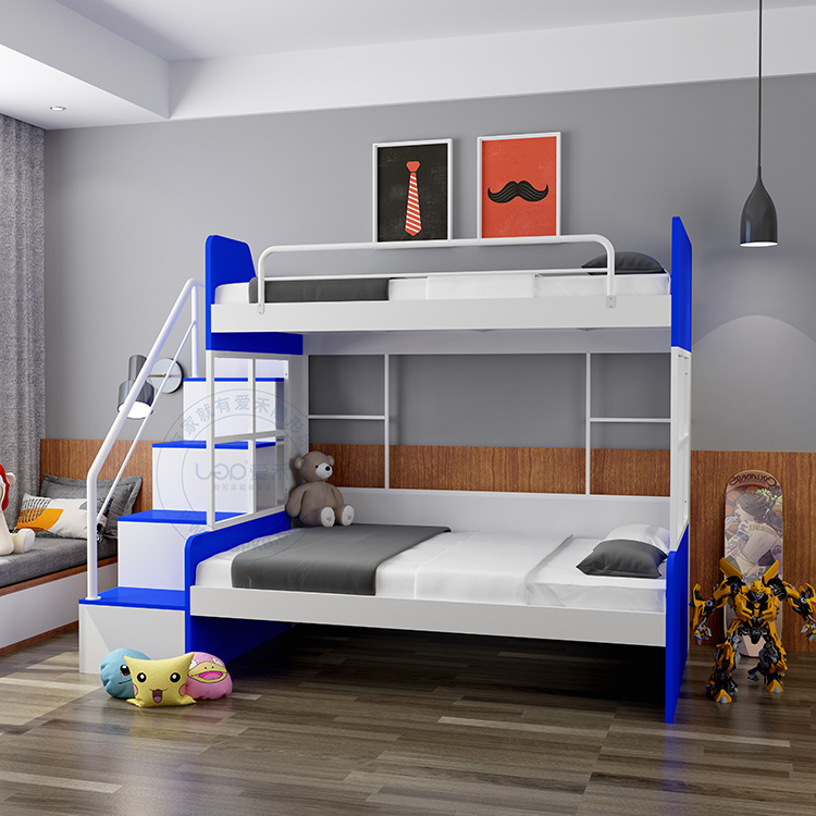 Children bedroom furniture twin over full double-desk bunk beds cheap white queen size hidden wall storage double bed