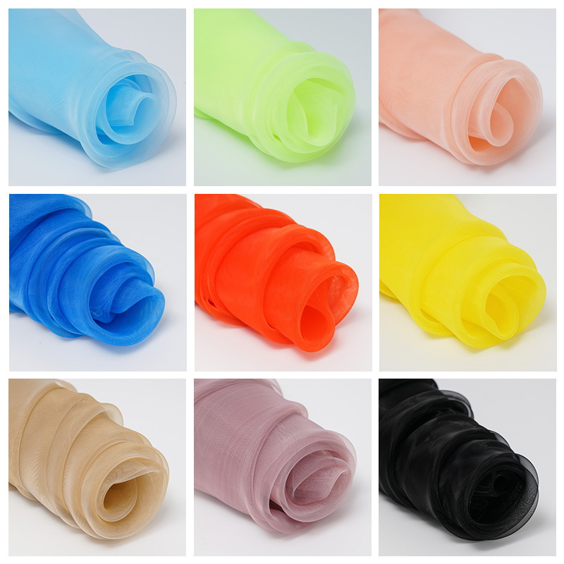 New colorful 95% polyester 5%spandex organza tulle lace glitter fabric wholesale for curtain