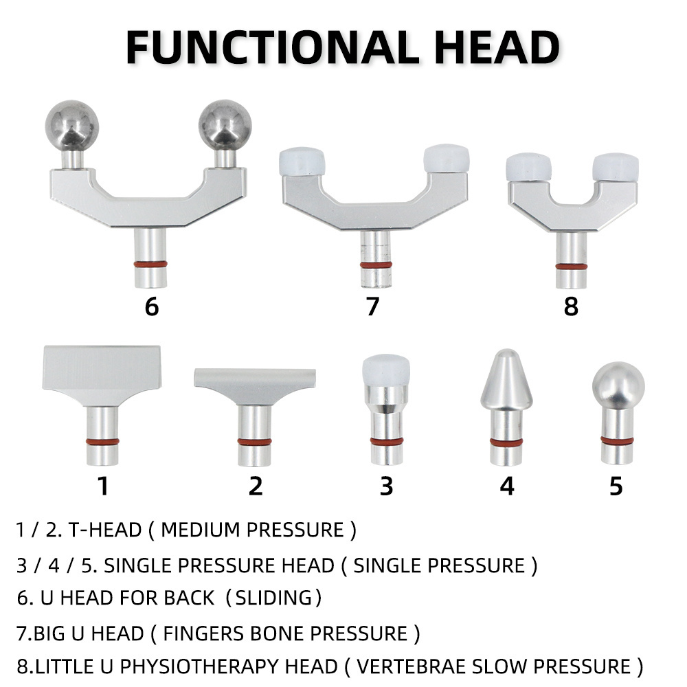 2022 New 1500N 30 Levels 8 Heads Replaceable Electric Chiropractic Tools Spine Adjusting Gun For Cervical Massage Instrument