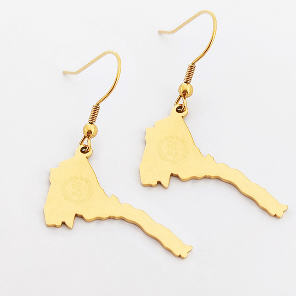 Cut Radium White Eritrea Map Charm Earrings Gold Plated African Culture Jewelry Perfect Gift For Women/Men