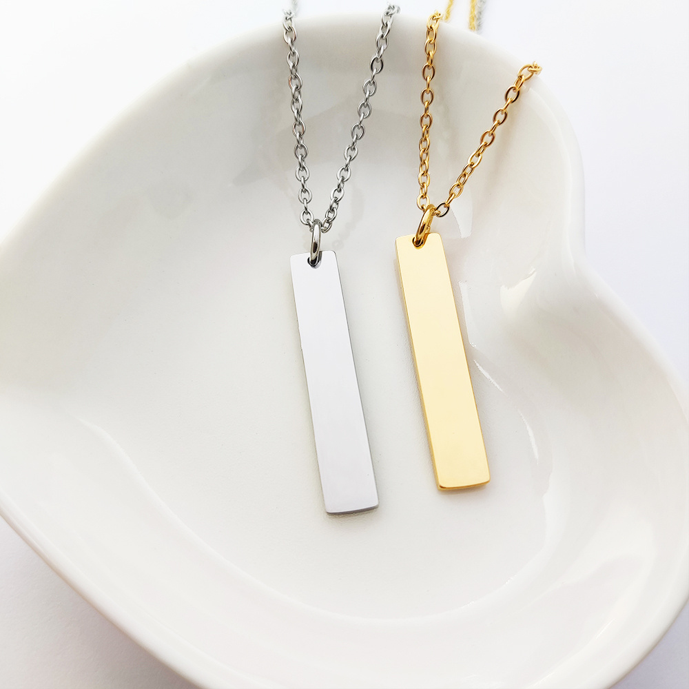 Trendy Dainty Blank Bar Charm Necklace Wholesale High Quality Vertical Bar Necklace Jewelry Costume Necklace Joyeria De Acero