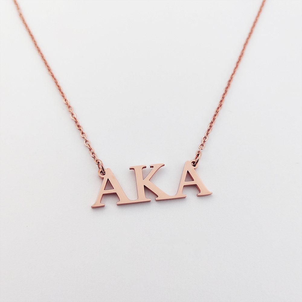 Fashion AKA Sorority Stainless Steel Jewelry Personalized Greek Initial Necklace Custom Logo Acero Inoxidable Joyeria