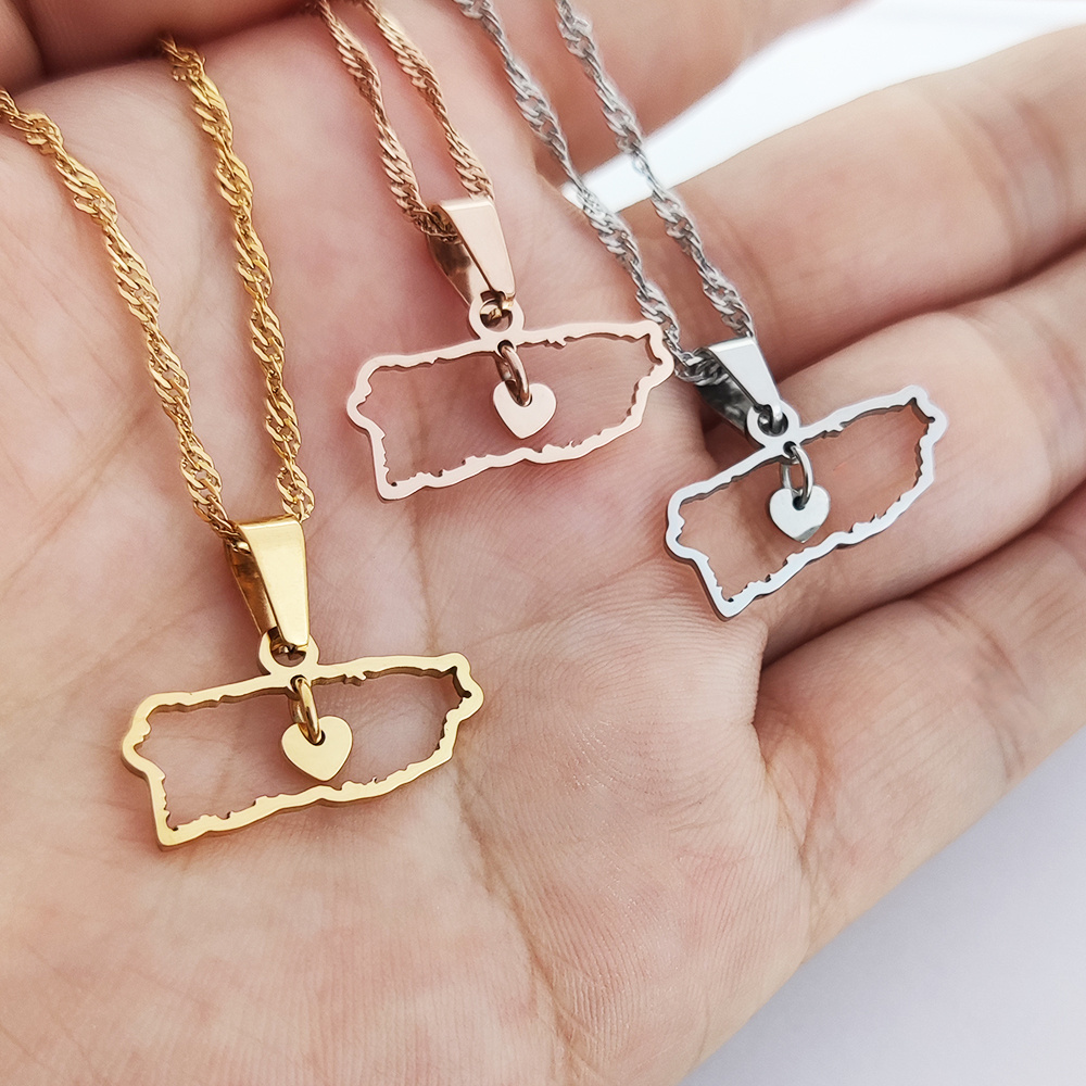 Charms Puerto Stainless Steel Non Tarnish Necklace Fashion Jewelry Mayor Gold Plated Heart Charms Non Tarnish Gold Jewelry