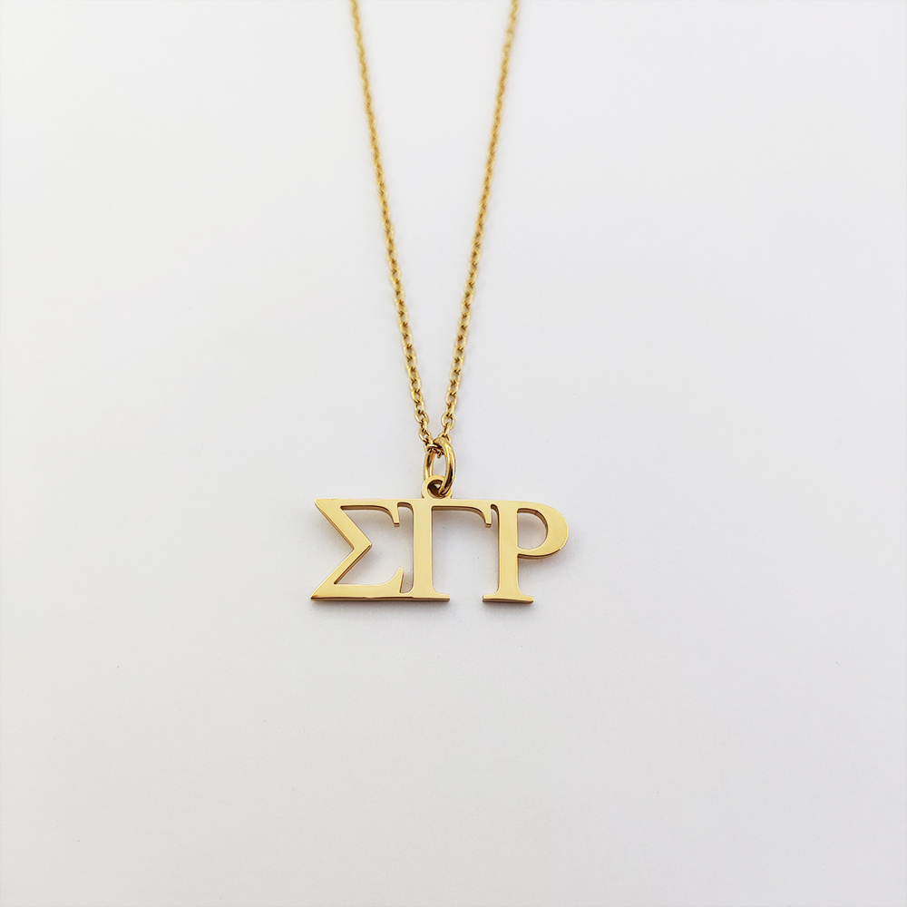 Sorority and Fraternity Jewelry Joyera Custom 18k PVD Gold Plated Stainless Steel Pendants Greek Letter Necklace