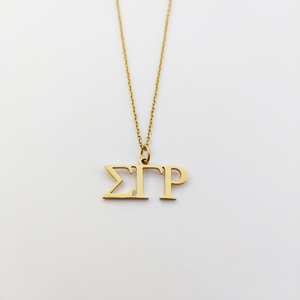 Sorority and Fraternity Jewelry Joyera Custom 18k PVD Gold Plated Stainless Steel Pendants Greek Letter Necklace